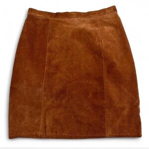 90’s Chestnut Brown Suede Leather Pencil Skirt